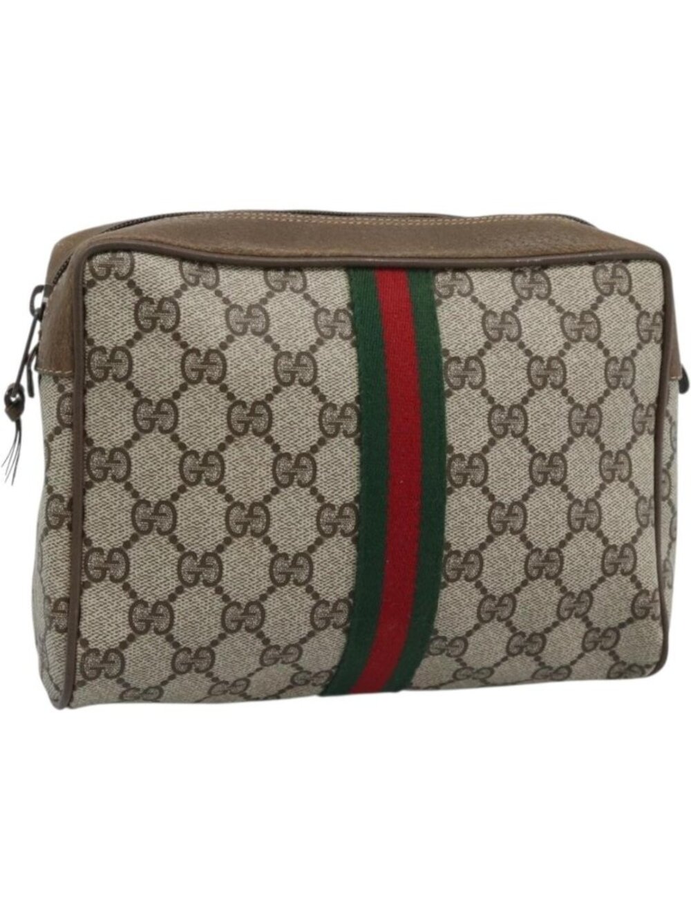 GUCCI GG Supreme Clutch Bag PVC Leather Beige 89 01 012